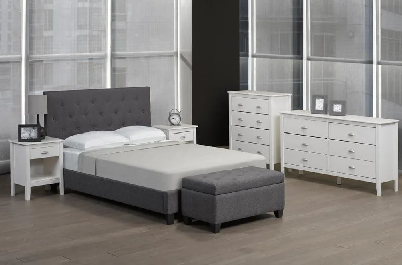 Hybrid mattresses combining foam and innerspring technologyWood Linen-Style Fabric Platform Bed