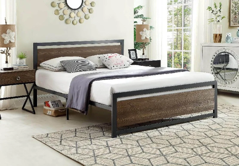 Bamboo - charcoal infused mattresses for odor absorptionWood Panel Bed With a Grey Steel Frame Headboard